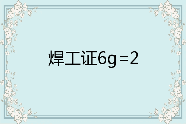 焊工证6g=2