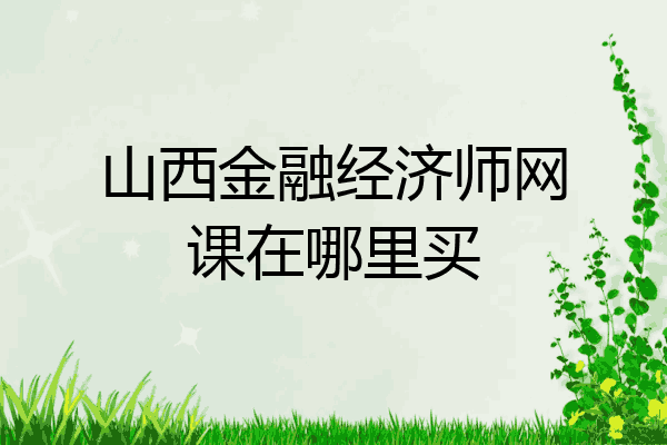 山西金融经济师网课在哪里买