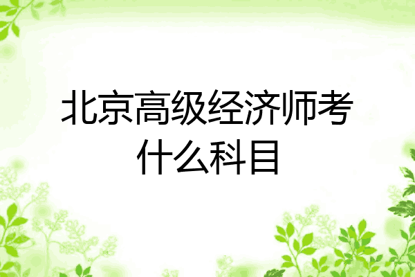 北京高级经济师考什么科目