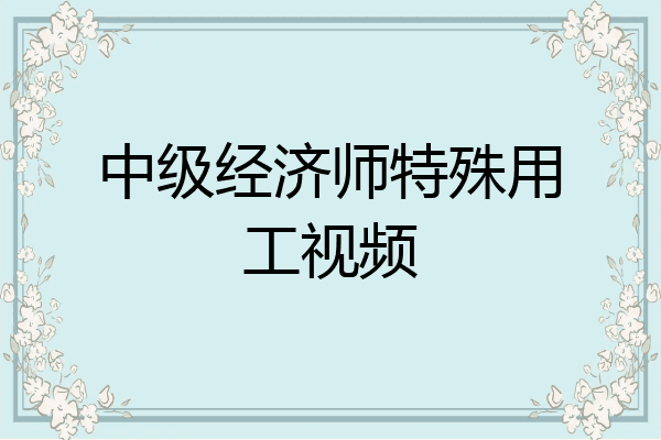 中级经济师特殊用工视频