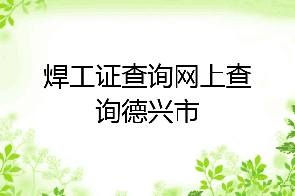 焊工证查询网上查询德兴市