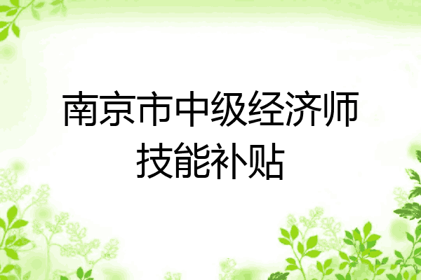 南京市中级经济师技能补贴
