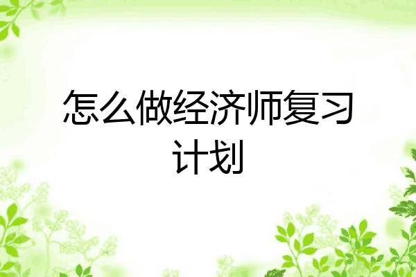 怎么做经济师复习计划