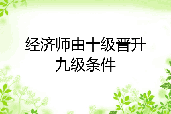 经济师由十级晋升九级条件