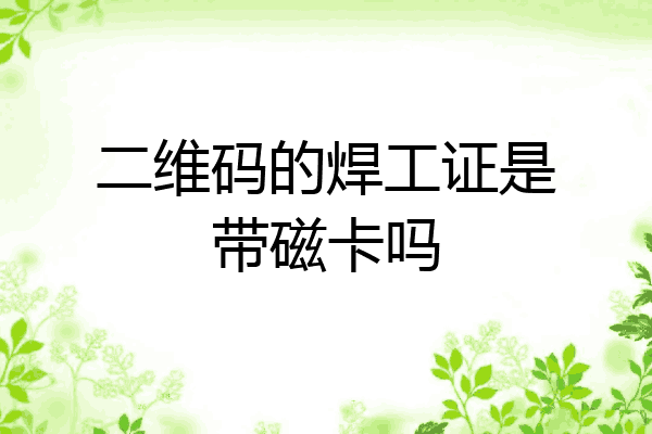 二维码的焊工证是带磁卡吗
