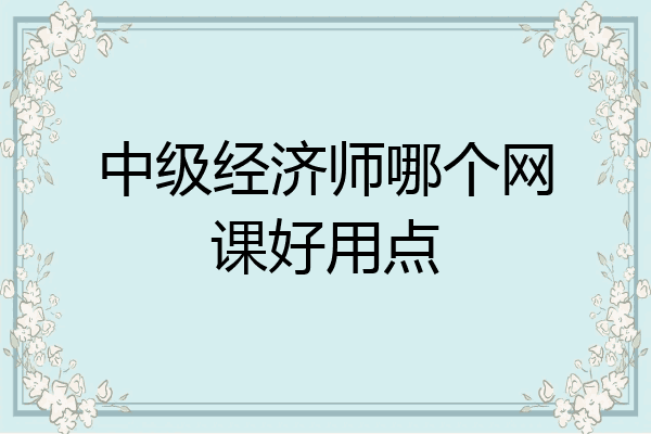 中级经济师哪个网课好用点