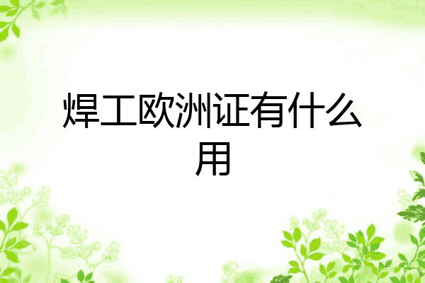 焊工欧洲证有什么用