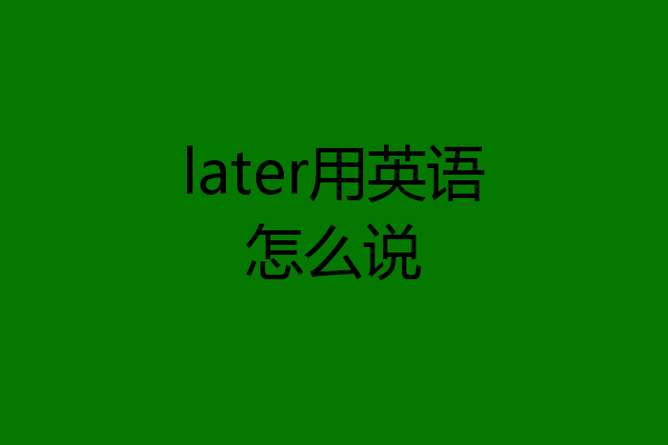later用英语怎么说
