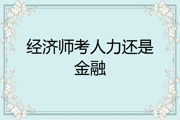 经济师考人力还是金融