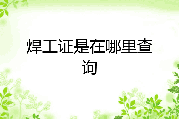 焊工证是在哪里查询