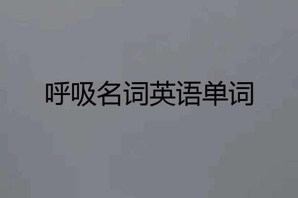 呼吸名词英语单词