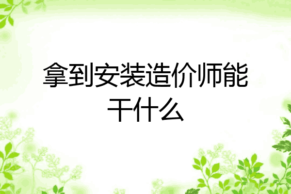 拿到安装造价师能干什么