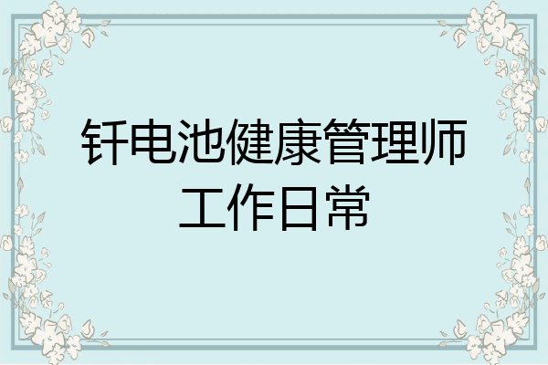 钎电池健康管理师工作日常