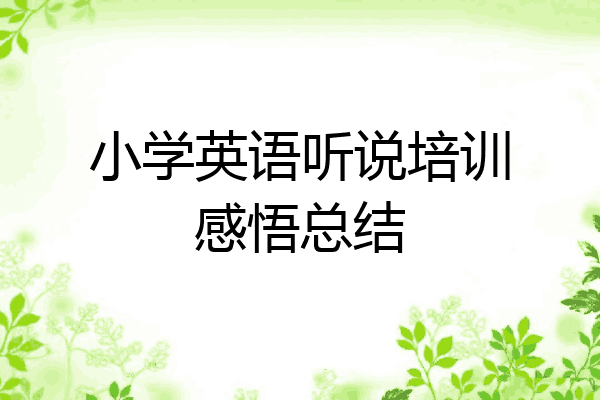 小学英语听说培训感悟总结