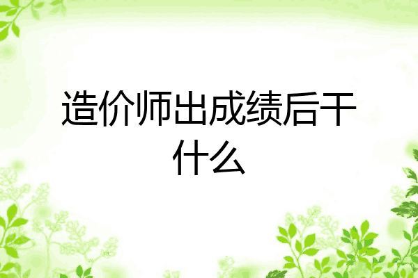 造价师出成绩后干什么