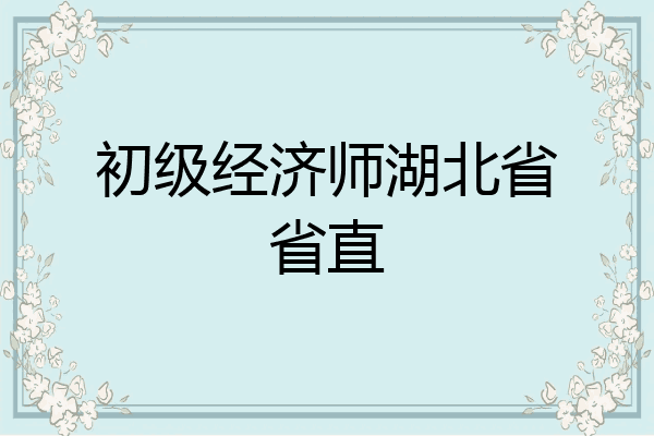 初级经济师湖北省省直