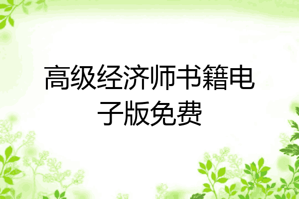 高级经济师书籍电子版免费