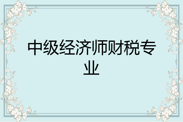 中级经济师财税专业