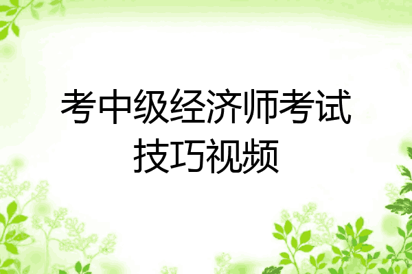 考中级经济师考试技巧视频