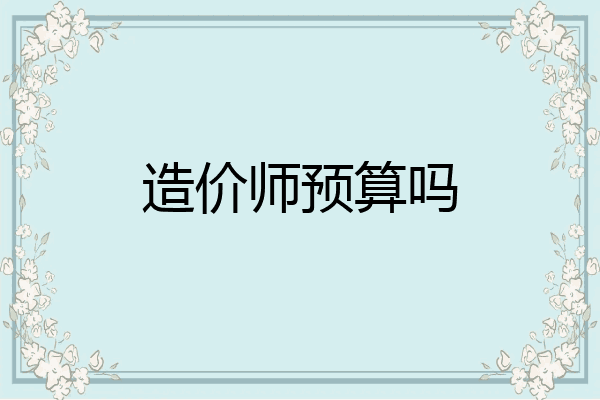 造价师预算吗
