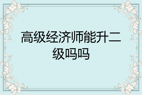 高级经济师能升二级吗吗