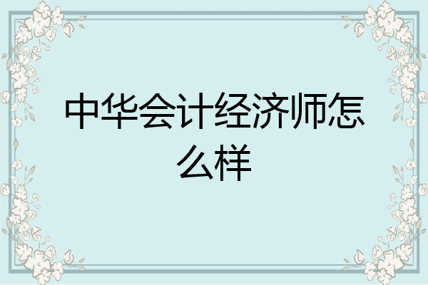 中华会计经济师怎么样
