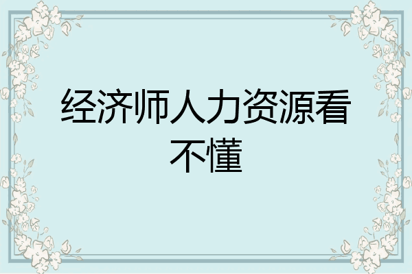 经济师人力资源看不懂