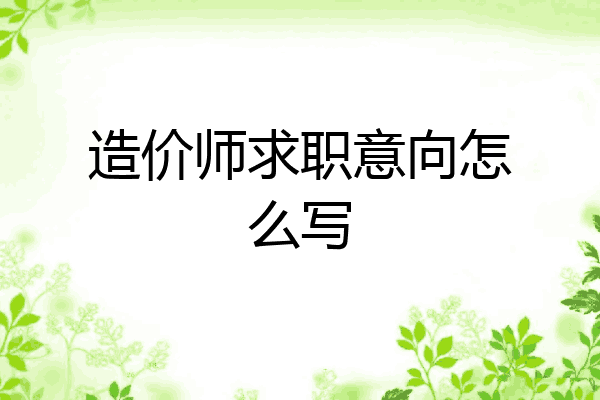 造价师求职意向怎么写