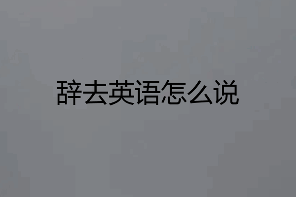 辞去英语怎么说