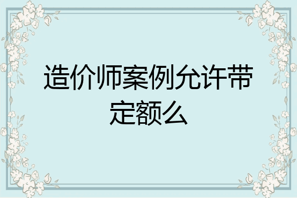 造价师案例允许带定额么