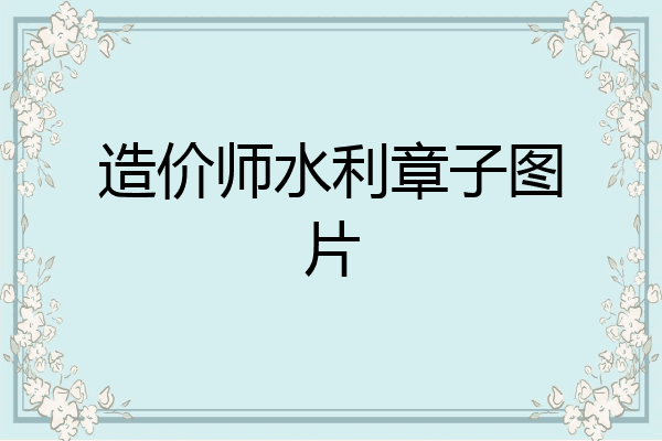 造价师水利章子图片