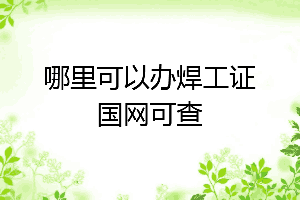 哪里可以办焊工证国网可查