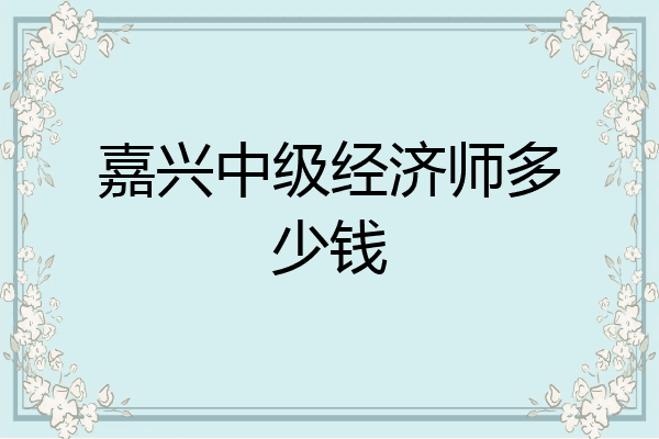 嘉兴中级经济师多少钱