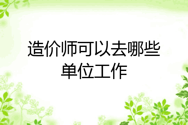 造价师可以去哪些单位工作