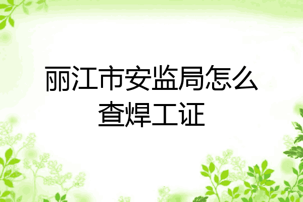 丽江市安监局怎么查焊工证