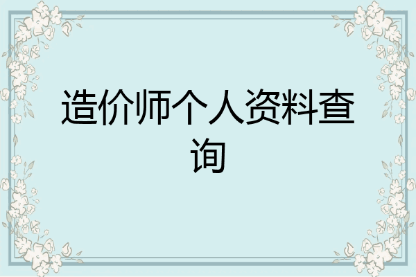 造价师个人资料查询