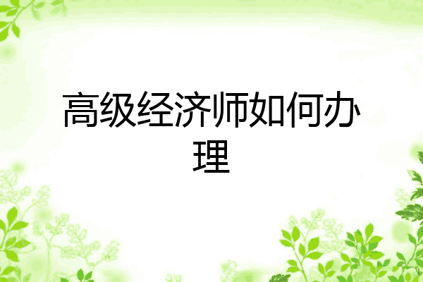高级经济师如何办理