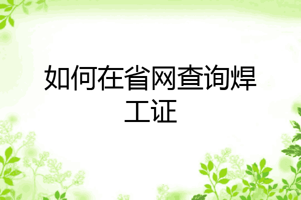 如何在省网查询焊工证