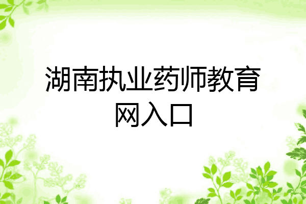 湖南执业药师教育网入口