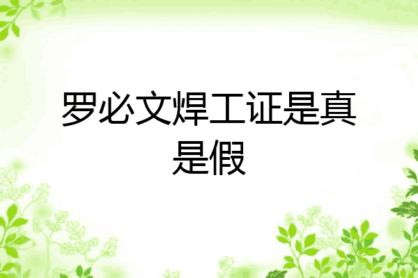 罗必文焊工证是真是假
