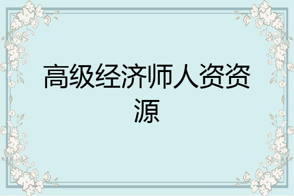 高级经济师人资资源