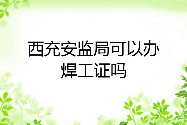 西充安监局可以办焊工证吗