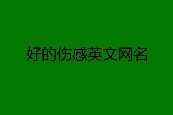 好的伤感英文网名
