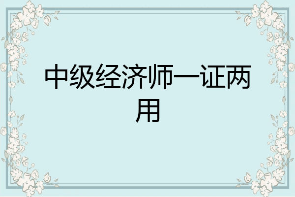 中级经济师一证两用