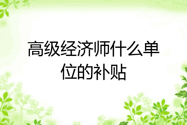 高级经济师什么单位的补贴