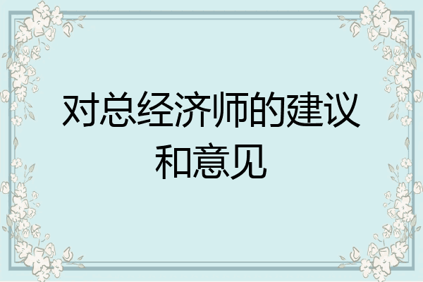 对总经济师的建议和意见