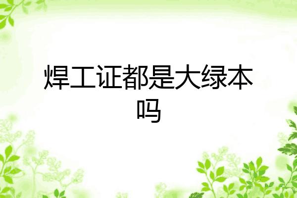 焊工证都是大绿本吗