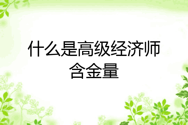 什么是高级经济师含金量