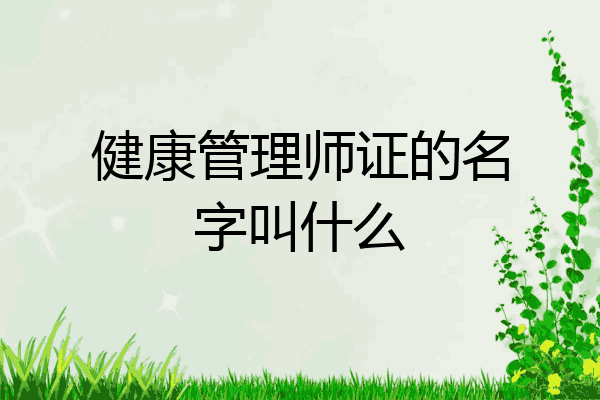 健康管理师证的名字叫什么