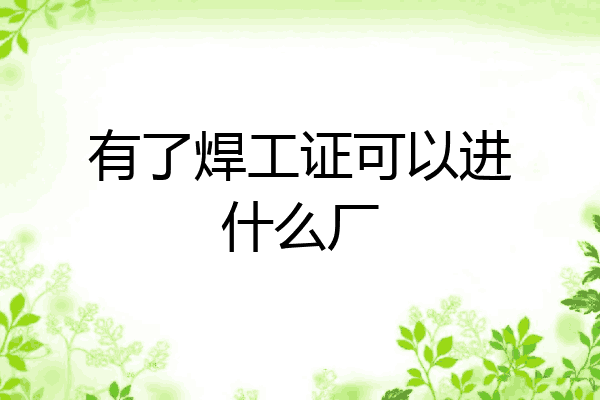 有了焊工证可以进什么厂